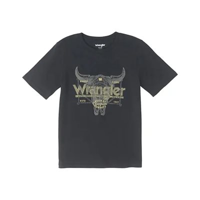 T SHIRT WRANGLER GARCON CHAMPION COWBOY NOIR SMALL