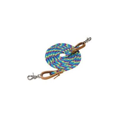 POLY ROPER REINS 3 / 8X8' TURQUOISE / LIME / PURPLE