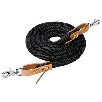 POLY ROPER REINS 3 / 8X8' BLACK