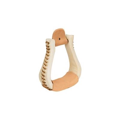 LEATHER COVERED WESTERN STIRRUPS OFF WHITE