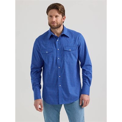 CHEMISE WRANGLER HOMME SNAP BLEU A CARREAU SMALL