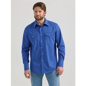 CHEMISE WRANGLER HOMME SNAP BLEU A CARREAU 