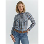 WRANGLER LS SHIRT WOMEN PLAID BLUE SMALL