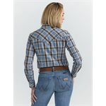 WRANGLER LS SHIRT WOMEN PLAID BLUE SMALL