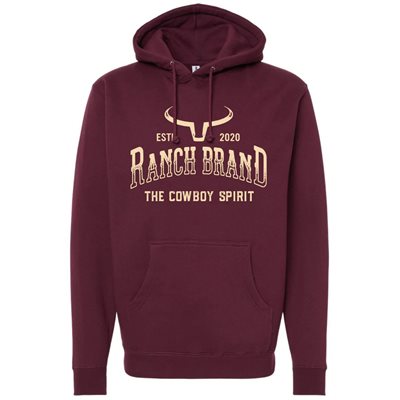 RANCH BRAND HOODIE COLLEGE UNISEX BURGUNDY / CREAM MEDIUM