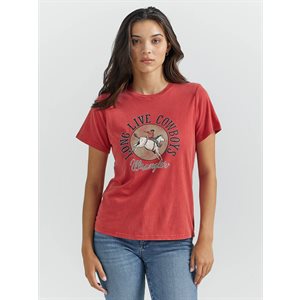 T SHIRT BOYFRIEND WRANGLER FEMME RIDING COWBOY ROUGE