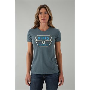 KIMES RANCH T-SHIRT LADIES DISTANCE INDIGO / WHITE LOGO 