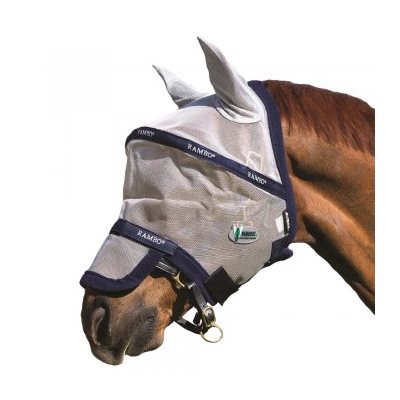 RAMBO FLY MASK PLUS NON TREATED SILVER & NAVY PONY