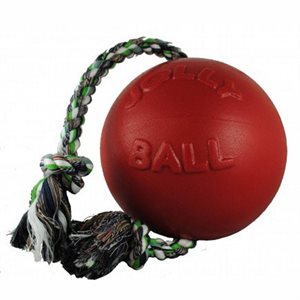BALLON JOLLY BALL AVEC CORDE POUR CHIEN ROUGE 6''