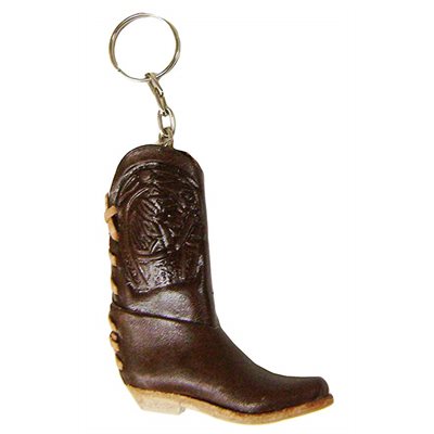 PORTE CLE BOTTE COWBOY CUIR BRUN ( GRAND )