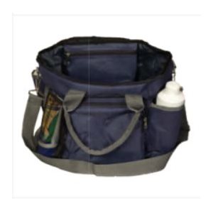 TOTE BAG WITH ZIPPERED TOP NAVY / GREY