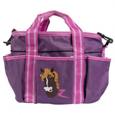 HORZE GROOMING BAG WITH BRUSHES PINK AND PURPLE