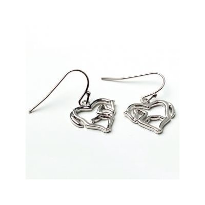 BOUCLES D'OREILLES EN FORME DE COEUR ET CHEVAL COMPLET