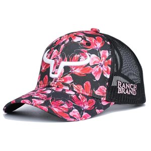 CASQUETTE RANCH BRAND PONYTAIL FLEUR 18 LOGO BLANC