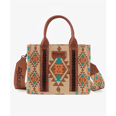 WRANGLER SOUTHWESTERN PRINT WIDE TOTE TAN