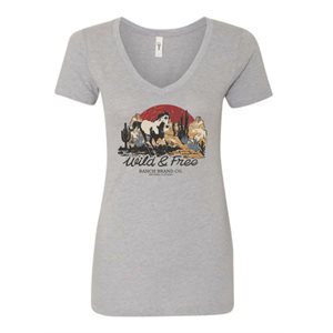 RANCH BRAND T-SHIRT WOMEN FREE HORSE GREY