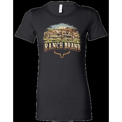 RANCH BRAND T-SHIRT WOMEN HORSE RANCH BLACK SMALL