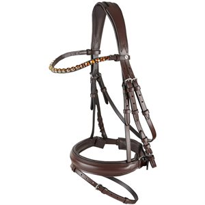 HORZE BRIDLE ERGONOMIC CRYSTAL BROWBAND BROWN 