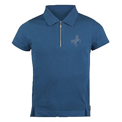 CHANDAIL HORZE POLO ZIP JANIKA BLEU AVEC CHEVAL XSMALL