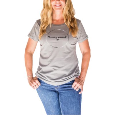 KIMES RANCH T-SHIRT LADIES CIRCULAR REPEAT SILK GREY SZ:XLARGE