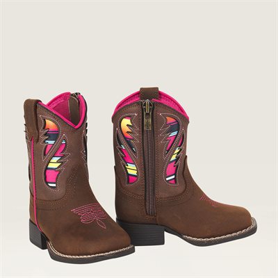 ARIAT FLORA LIL'STOMPER FILLE BROWN / PINK SZ:6