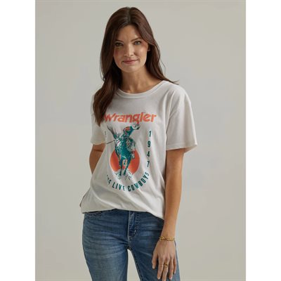 WRANGLER WOMAN T SHIRT LONG LIVE COWBOY CREAM XLARGE