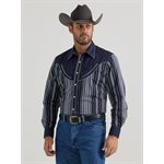 CHEMISE WRANGLER HOMME MARINE / RAYÉE GRIS MEDIUM