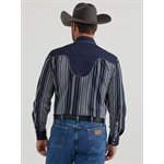 WRANGLER MEN SHIRT GRAY STRIP / NAVY MEDIUM