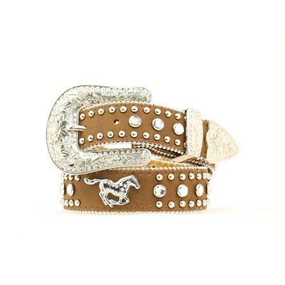 CEINTURE ANGEL RANCH CUIR BRUNE BLING / CHEVAL GR.20