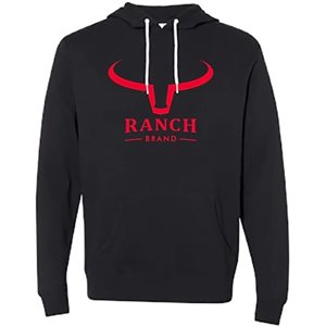 HOODIE RANCH BRAND BIG HORN NOIR LOGO ROUGE 