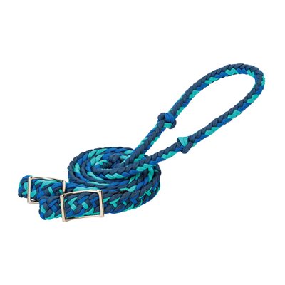 BRAIDED BARREL REIN NAVY / BLUE / TURQUOISE WEAVER