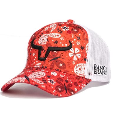 CASQUETTE RANCH BRAND PONYTAIL PAPILLON 1 ORANGE LOGO NOIR