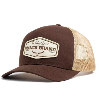 RANCH BRAND CAP PATCH BROWN MESH BEIGE LOGO BEIGE