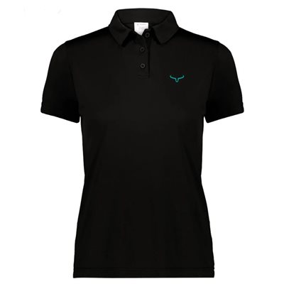 CHANDAIL POLO FEMME RANCH BRAND NOIR LOGO TURQUOISE MED.