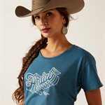 CHANDAIL ARIAT FEMME RAINBOW SCRIPT BLEU ACIER MEDIUM