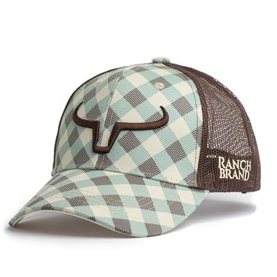 RANCH BRAND PONYTAIL TARTAN BROWN LOGO