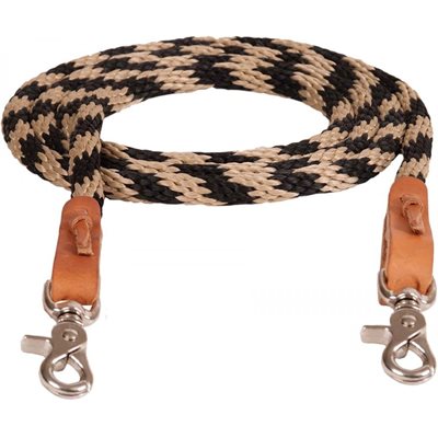 ROUND BRAIDED TRAIL REINS MUSTANG BLACK / TAN