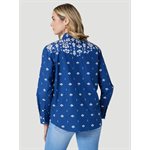 CHEMISE WRANGLER FEMME RETRO BLEU / BLANC SMALL