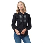 CHEMISE WRANGLER FEMME NOIR AVEC BRODERIE LARGE