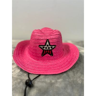 CHAPEAU COWBOY BEBE ROSE ETOILE