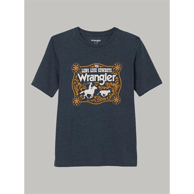 WRANGLER BOY T SHIRT USA COWBOY TEAL 