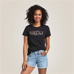 ARIAT T-SHIRT WOMENS SERAPE STYLE SS BLACK / PINK XLARGE