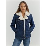 JACKET WRANGLER FEMME JEANS DOUBLÉ SHERPA DARK BLUE 