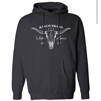 HOODIE RANCH BRAND UNISEXE SKULL 2 GREY