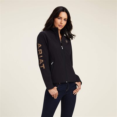 ARIAT WOMEN NEW TEAM SOFTSHELL JACKET BLACK / LEOPARD XLARGE