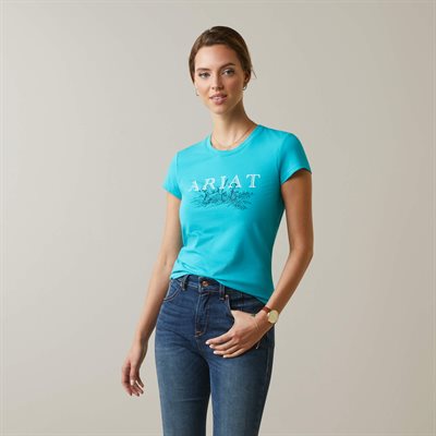 ARIAT T-SHIRT WOMEN TOILE DOGS VIRIDIAN GREEN XSMALL