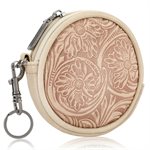 WRANGLER CIRCULAR COIN POUCH FLORAL TOOLED BAG CHARM TAN