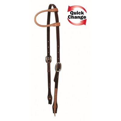 BRIDE 1 OREILLE WESTERN RAWHIDE QUICK CHANGE LATIGO / BOURGOGNE