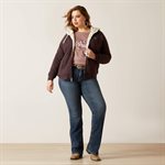 ARIAT HOOD SHERPA VEST CLOVER BROWN XSMALL