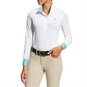 CHEMISE ARIAT MARQUIS SHOW TOP BLANC COLLET TURQUOISE 